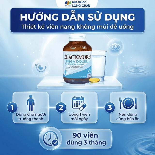 Viên hỗ trợ cho tim, mắt và da Blackmores Omega Double High Strength Fish Oil (90 viên)