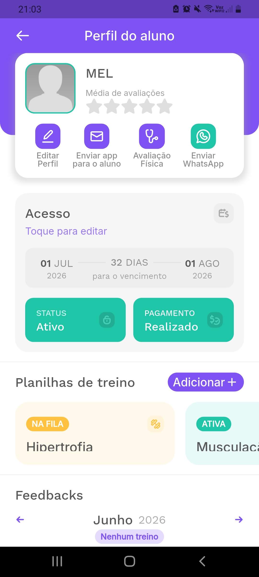 Instruções de treinamento físico.